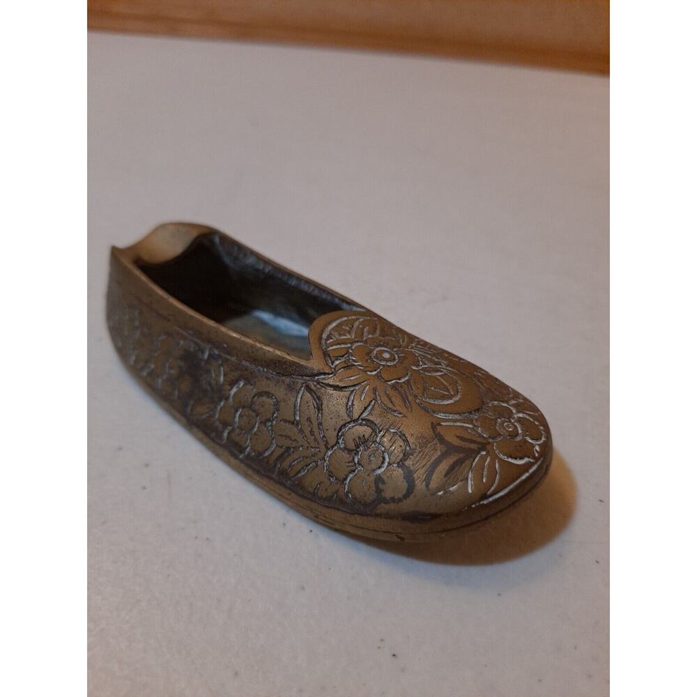 Vintage Brass Shoe Hand Etched Marked Istanbul